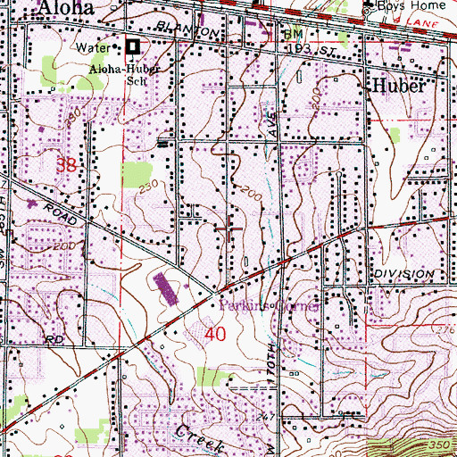 Topographic Map of Aloha-Huber Park Elementary School, OR