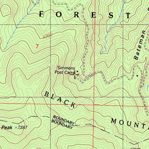 Topographic Map of Simmons Post Camp, CA