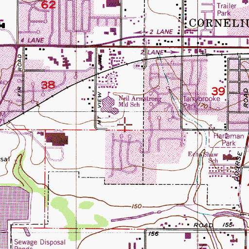 Topographic Map of Fern Hill Elementary School, OR