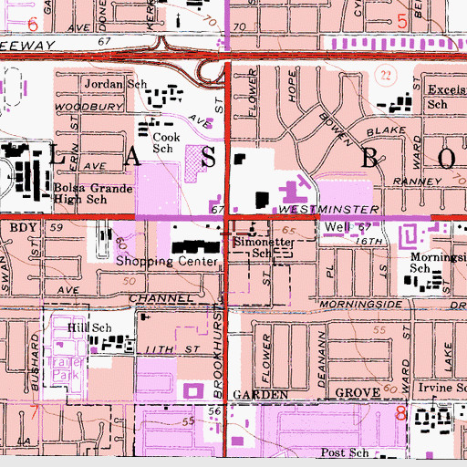 Topographic Map of Simonetter School, CA
