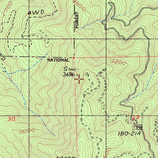 Topographic Map of Sims Lookout, CA
