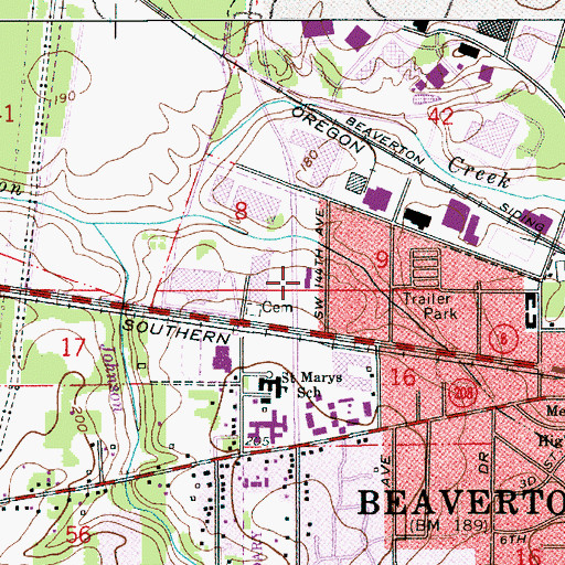 Topographic Map of German American School of Portland, OR