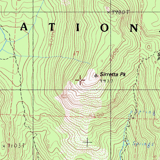 Topographic Map of Sirretta Peak, CA