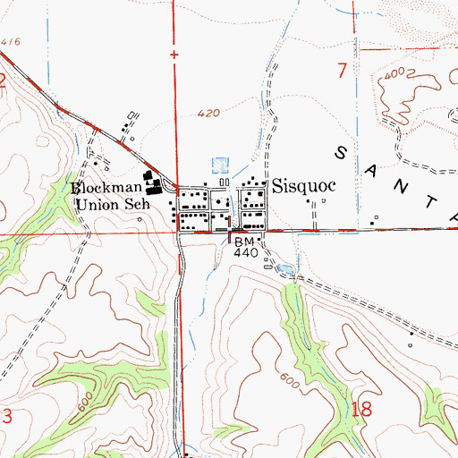 Topographic Map of Sisquoc, CA