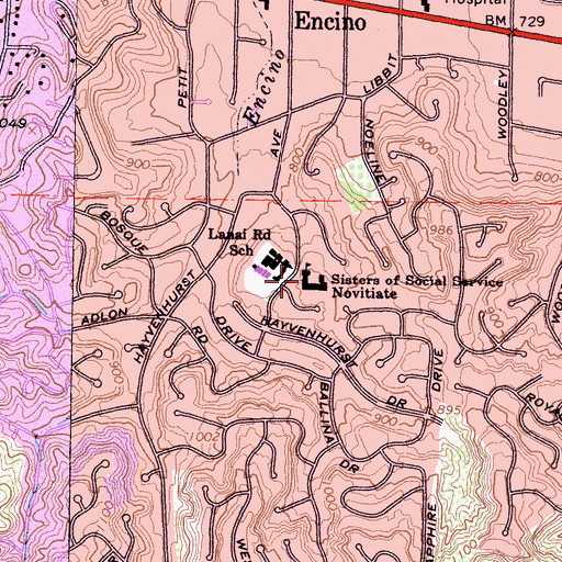 Topographic Map of Sisters of Social Service Novitiate, CA