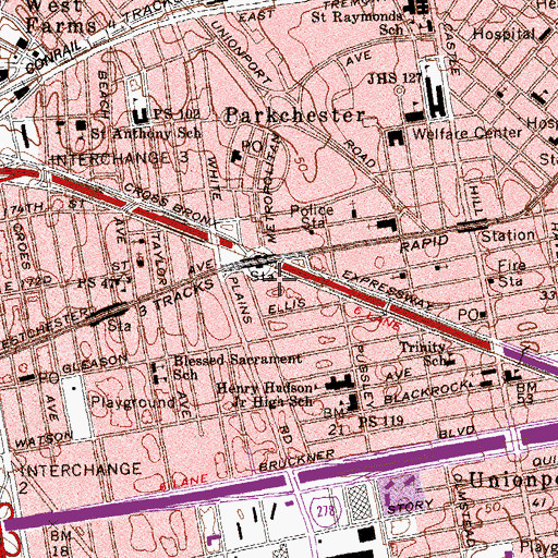Topographic Map of Circle Theatre (historical), NY