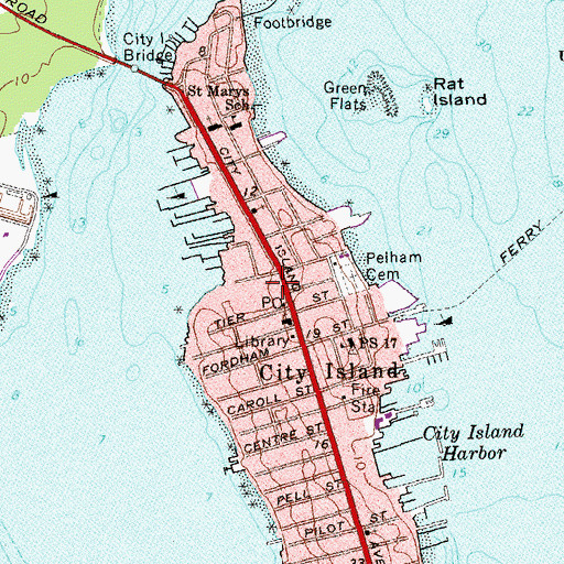 Topographic Map of City Island Theater (historical), NY