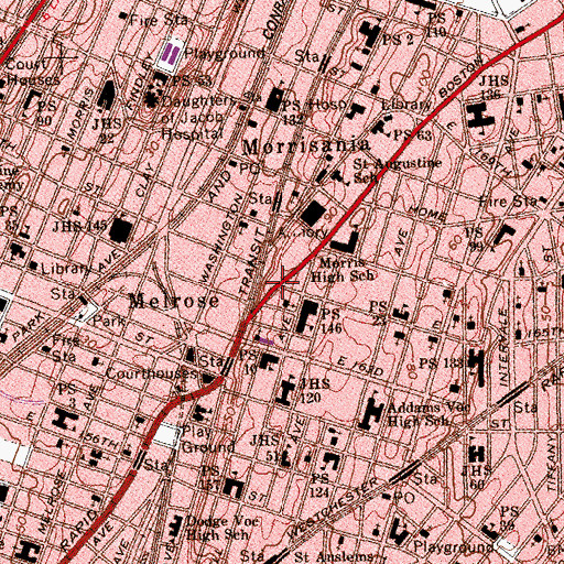 Topographic Map of Comet Theatre (historical), NY
