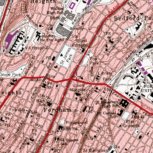 Topographic Map of Concourse Theatre (historical), NY