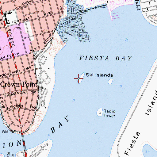 Topographic Map of Ski Islands, CA