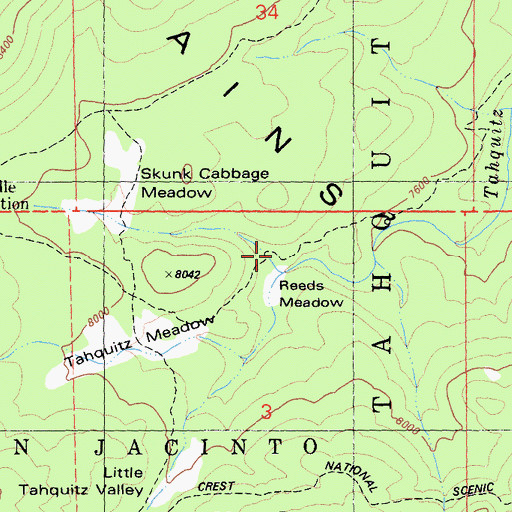 Topographic Map of Skunk Cabbage Meadow, CA