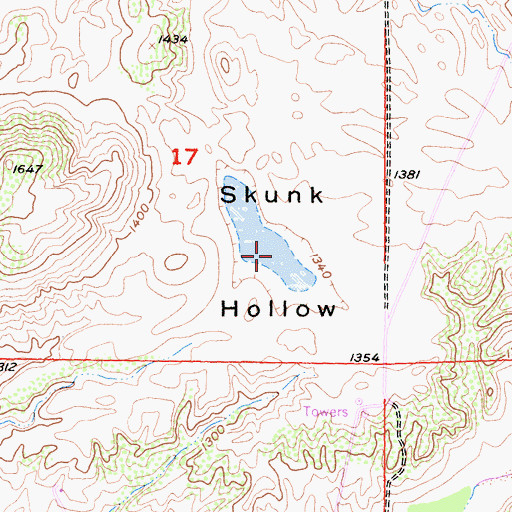 Topographic Map of Skunk Hollow, CA