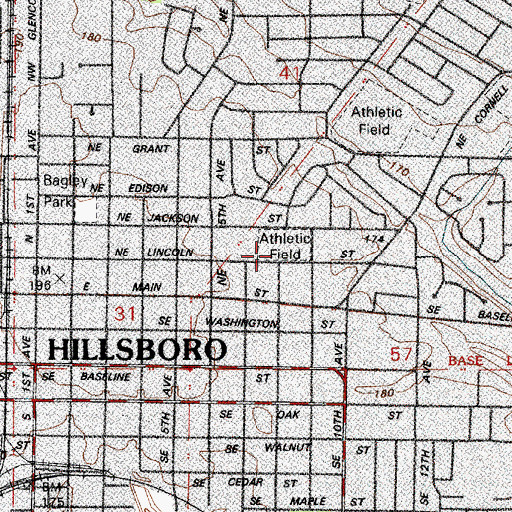 Topographic Map of Lincoln Street Elementary School, OR