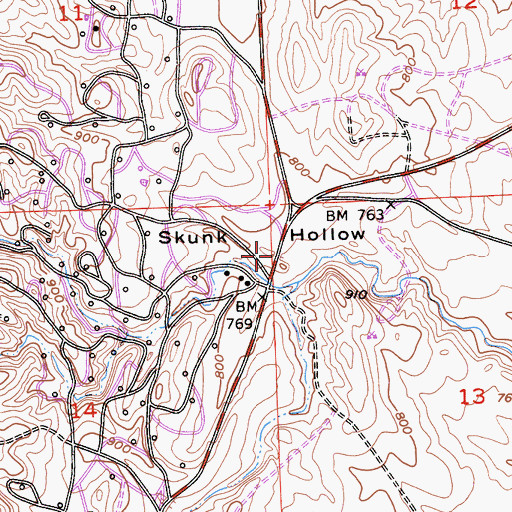 Topographic Map of Skunk Hollow, CA