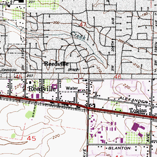 Topographic Map of Reedville Elementary School, OR