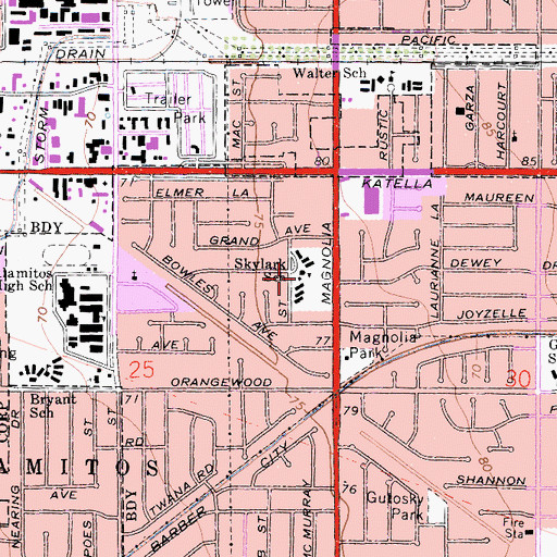 Topographic Map of Skylark School, CA