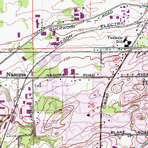 Topographic Map of Tualatin Elementary School, OR