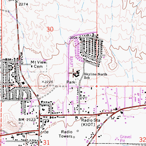 Topographic Map of Skyline North Elementary School, CA