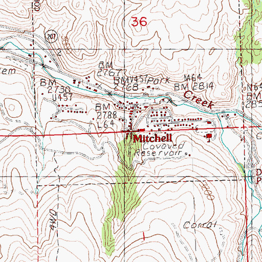 Topographic Map of Mitchell School, OR