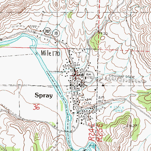 Topographic Map of Spray School, OR