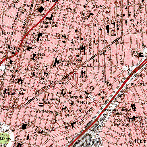 Topographic Map of Empire Theatre (historical), NY