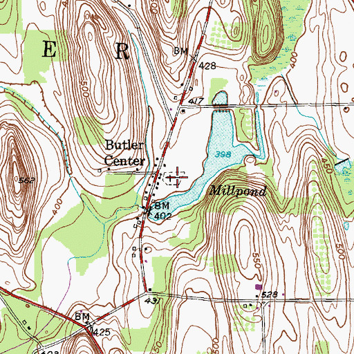 Topographic Map of Butler Center Cemetery, NY