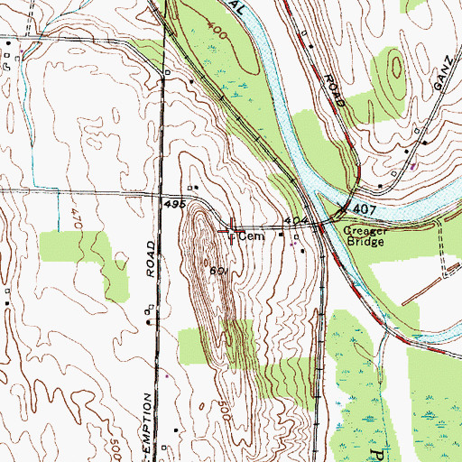 Topographic Map of Creager Bridge Cemetery, NY
