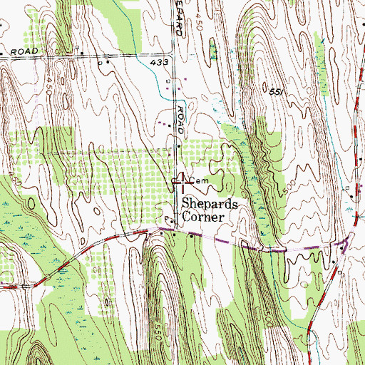 Topographic Map of Aurand Cemetery, NY
