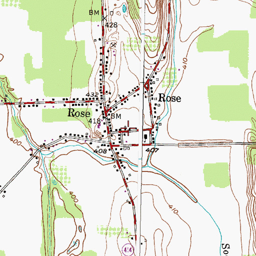 Topographic Map of Rose United Methodist Church, NY