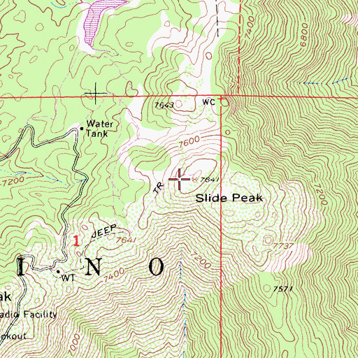 Topographic Map of Slide Peak, CA