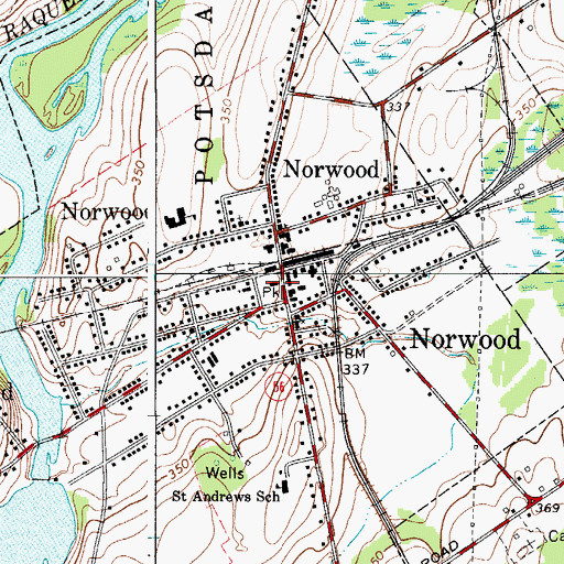 Topographic Map of Norwood Fire Department, NY