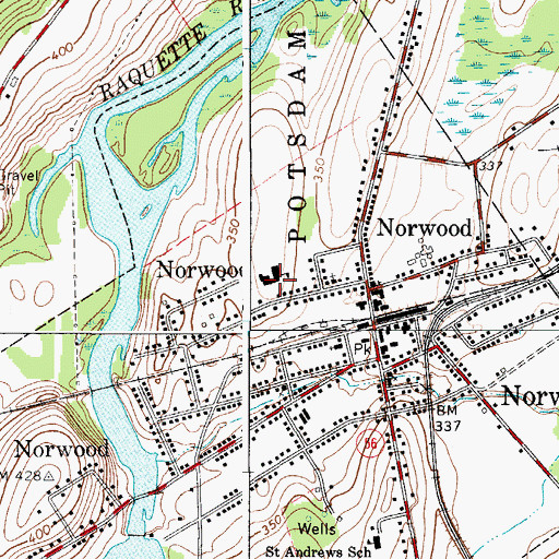 Topographic Map of Norwood Union School (historical), NY