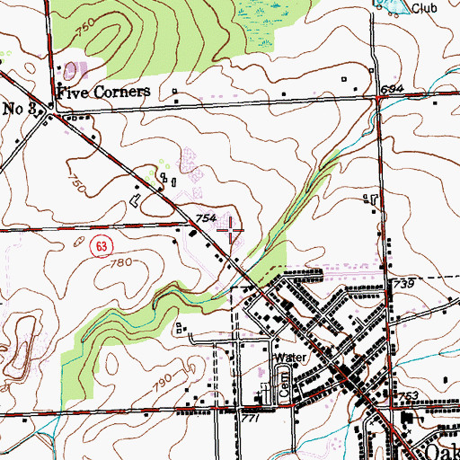 Topographic Map of Oakfield-Alabama Middle School-High School, NY