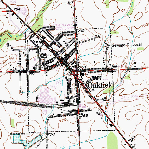Topographic Map of Oakfield United Methodist Church, NY
