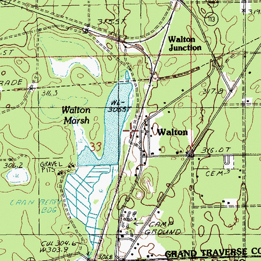 Topographic Map of Walton Station, MI