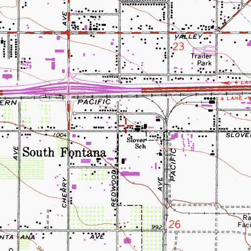 Topographic Map of Slover School, CA