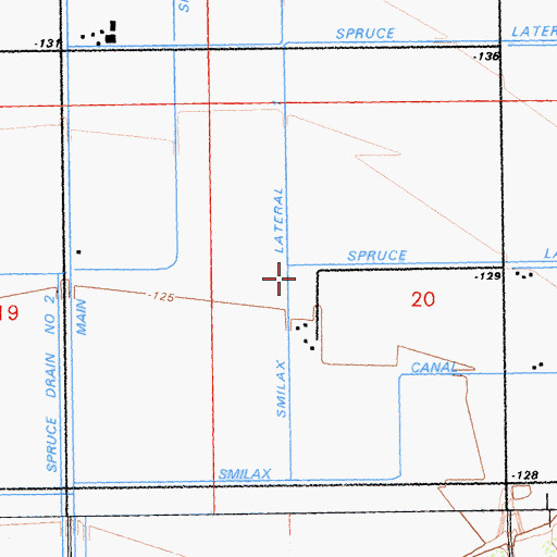 Topographic Map of Smilax Lateral One, CA