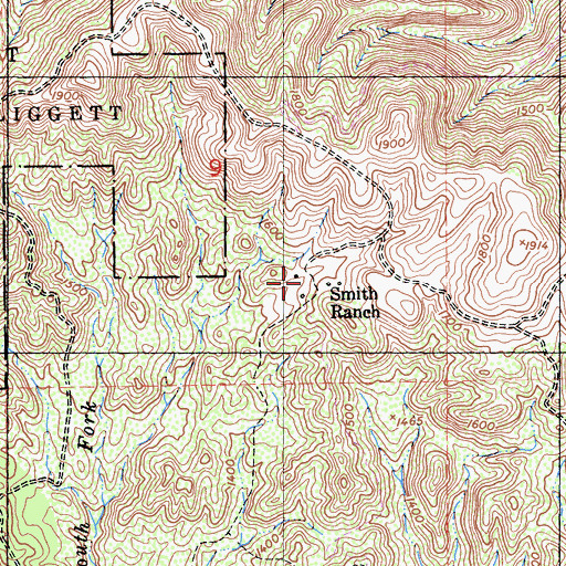 Topographic Map of Smith Ranch, CA