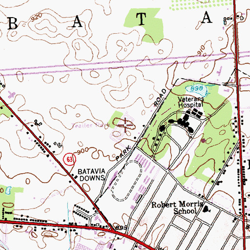 Topographic Map of Batavia Downs Trailer Park, NY