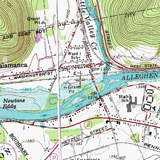 Topographic Map of City of Salamanca Wastewater Treatment Plant, NY