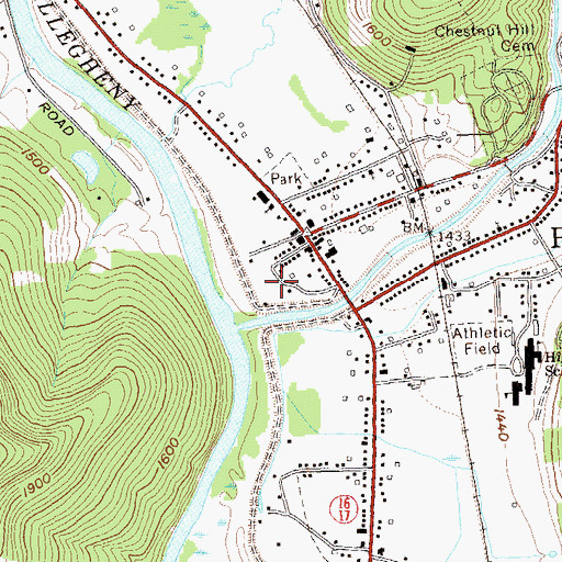 Topographic Map of Portville Wastewater Treatment Plant, NY