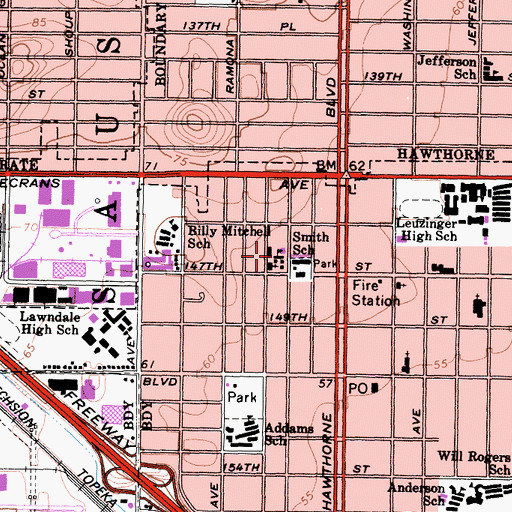 Topographic Map of Smith School, CA