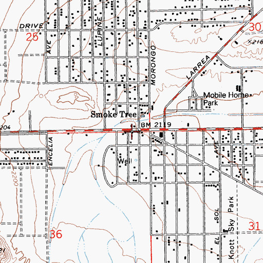 Topographic Map of Smoke Tree, CA