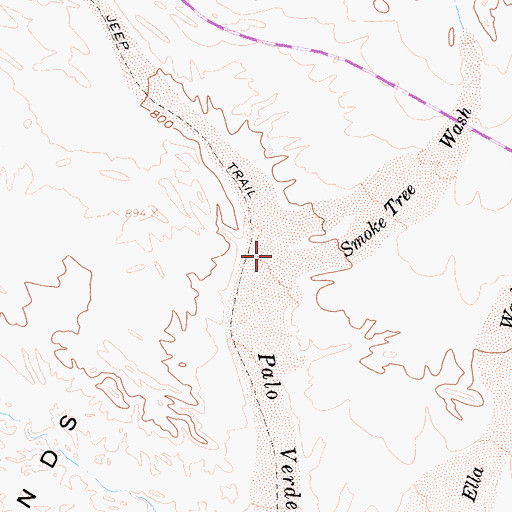 Topographic Map of Smoke Tree Wash, CA