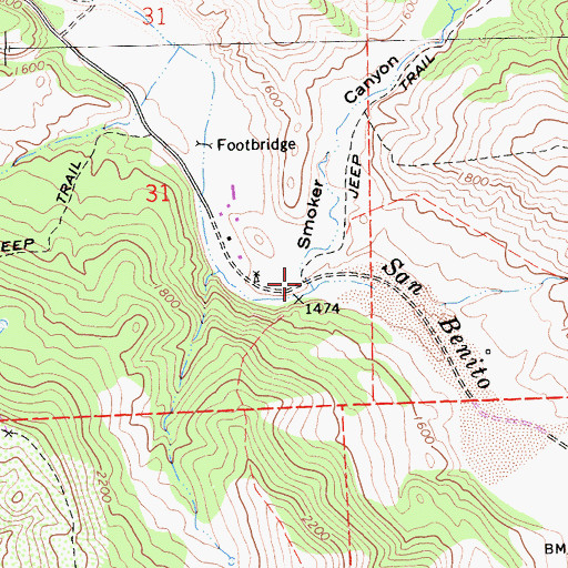 Topographic Map of Smoker Canyon, CA