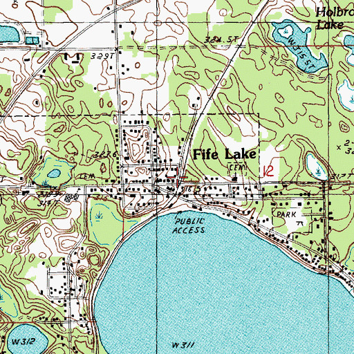 Topographic Map of Fife Lake Post Office, MI