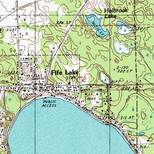 Topographic Map of Fife Lake Baptist Church, MI