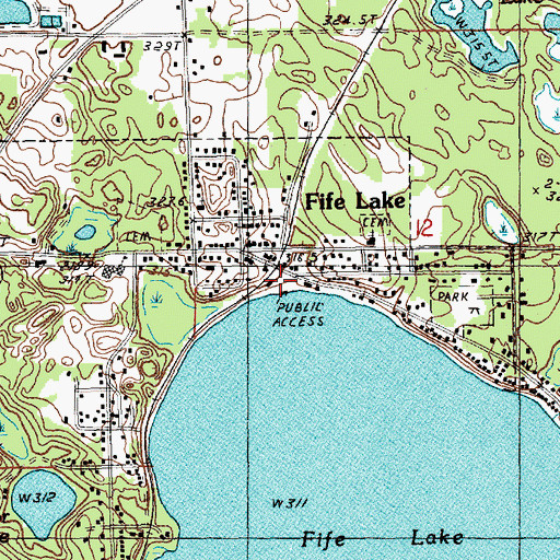 Topographic Map of Fife Lake City Park, MI