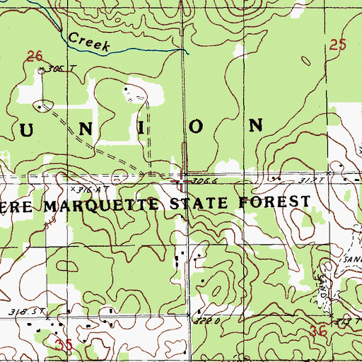 Topographic Map of Fife Lake Union District Number One Schoolhouse Historical Marker, MI