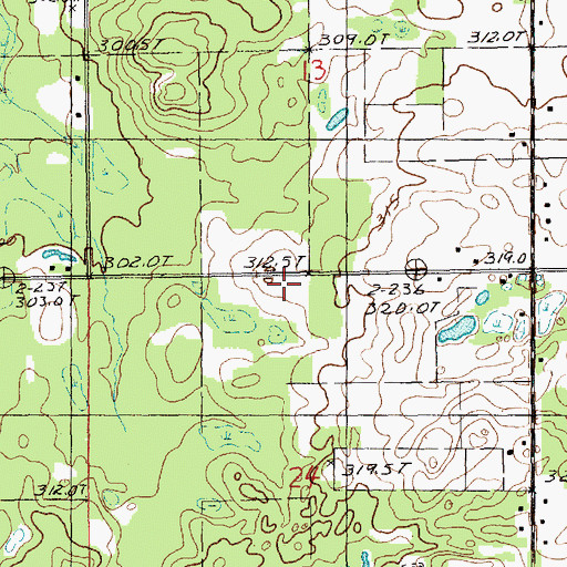 Topographic Map of Milks Cemetery, MI